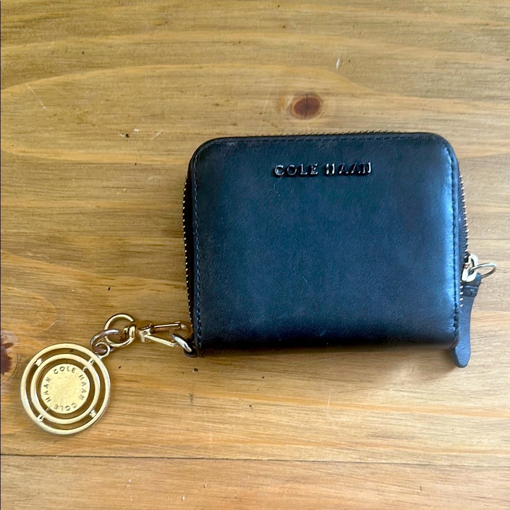 Cole Haan Black Wallet with Gold Accents